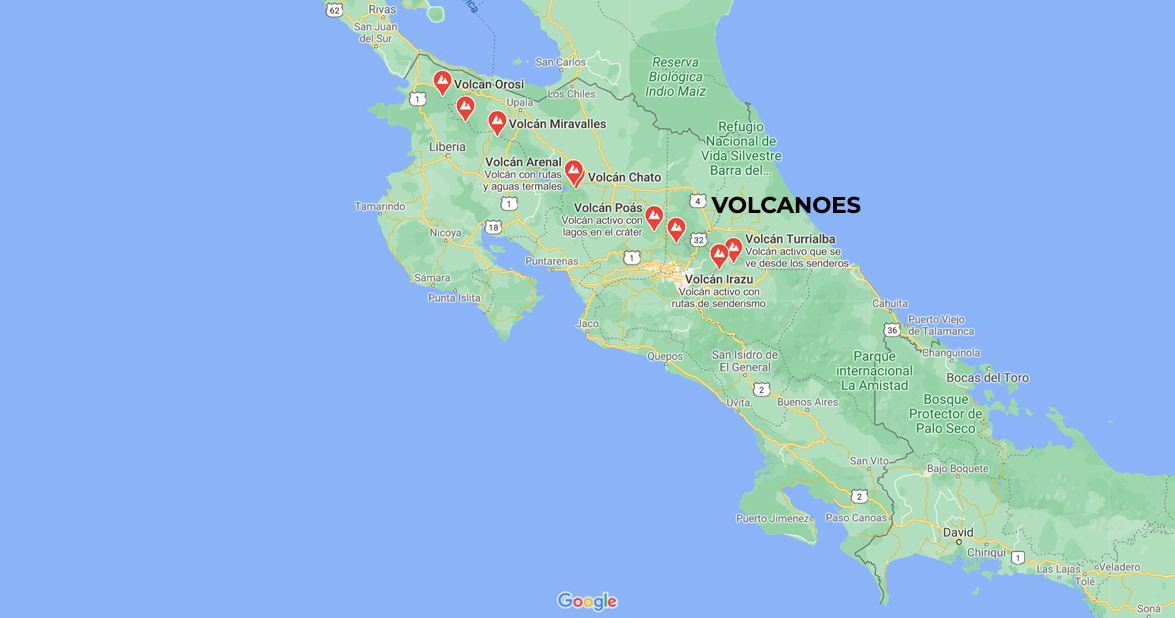 Volcanoes in Costa Rica.